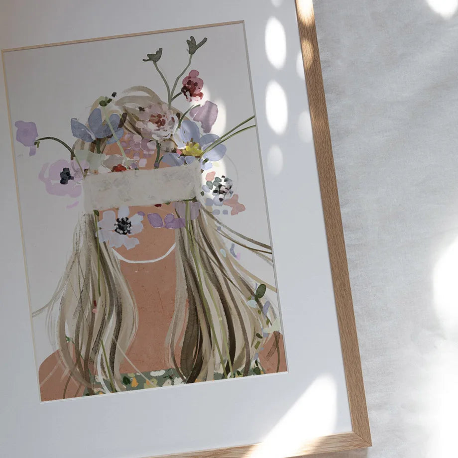 Girl with Botanicals Canvas