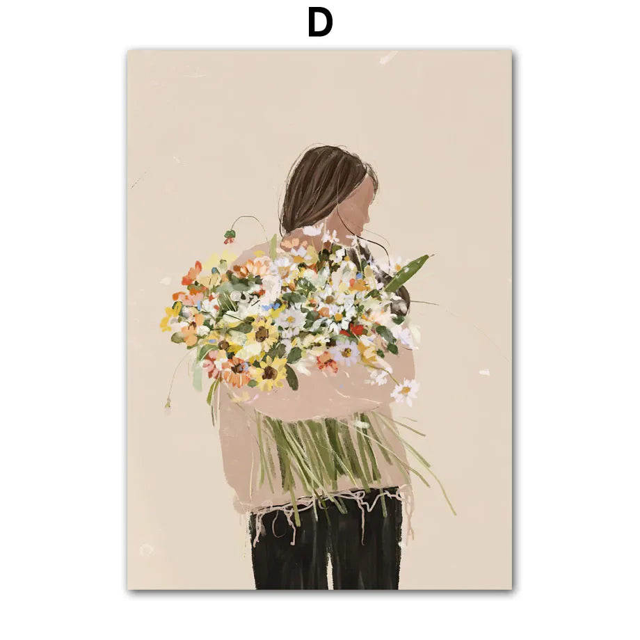 Girl with Botanicals Canvas