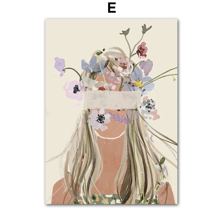 Girl with Botanicals Canvas