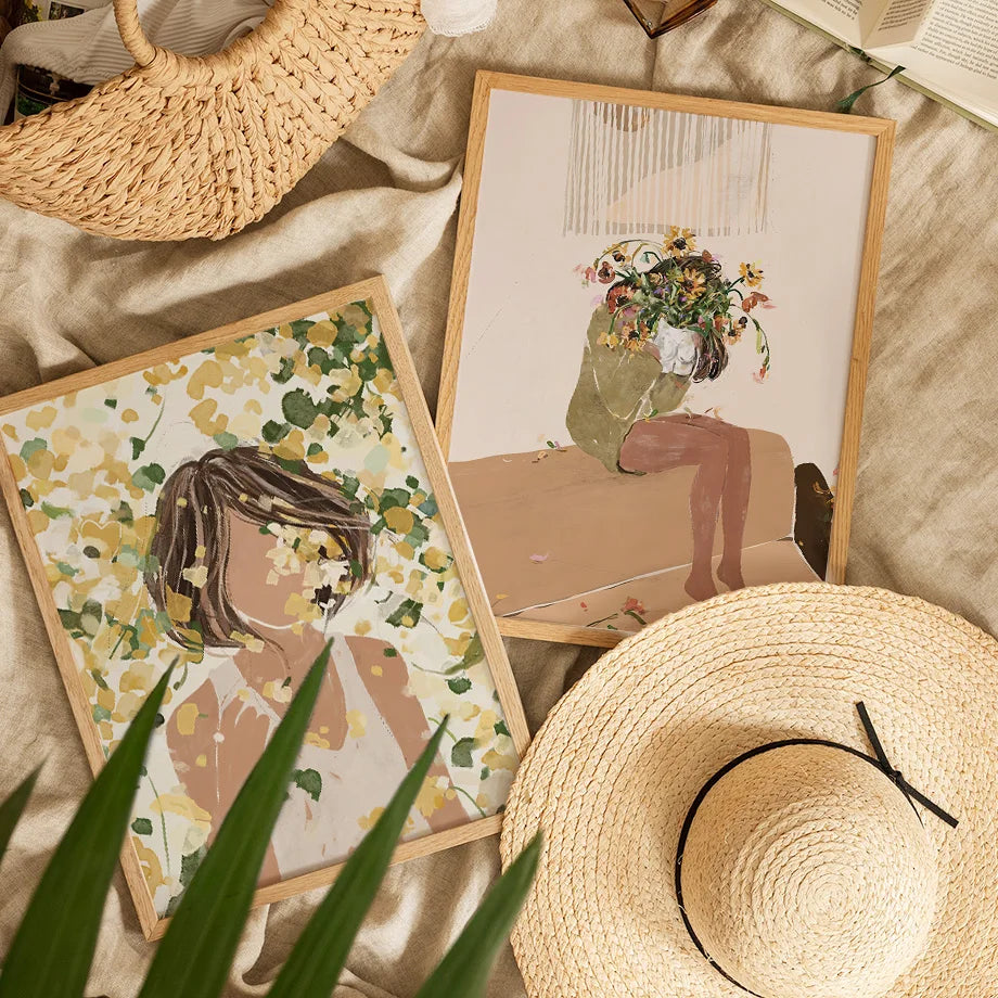Girl with Botanicals Canvas