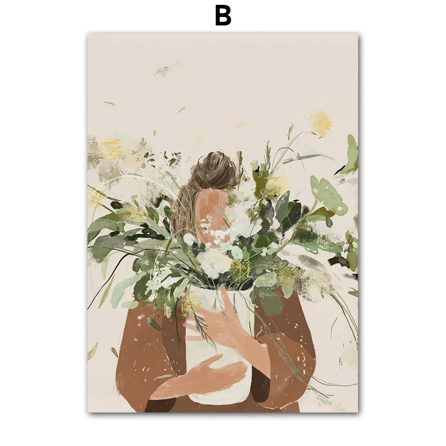 Girl with Botanicals Canvas