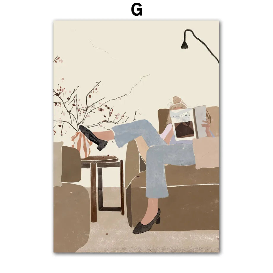 Girl with Botanicals Canvas
