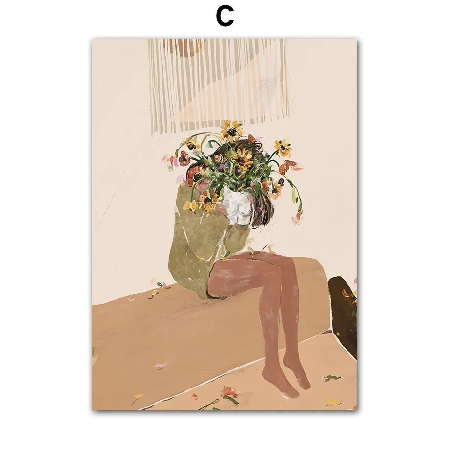 Girl with Botanicals Canvas