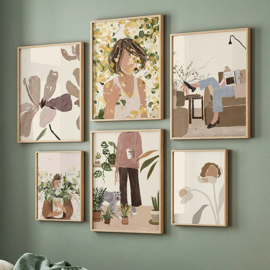 Girl with Botanicals Canvas